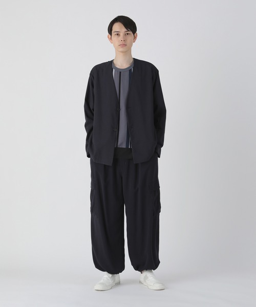 ZUCCA ノーカラージャケット ブラック ZUCCa（ズッカ） ノーカラージャケット X-LARGE ネイビー レディース
