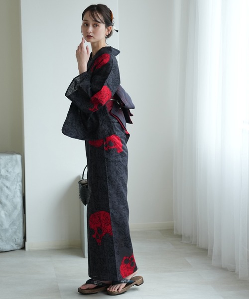 新品☆タグ付☆和風館☆綿浴衣☆黒と赤☆大きなひまわり☆28,000円 utatane 浴衣 浴衣3点セット 誉田屋源兵衛 化性野 黒赤黒茶 日本製浴衣