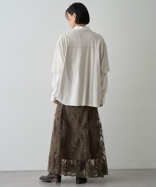 【whim gazette】ロング丈 フレアスカート カーキ 新品 Whim Gazette（ウィム ガゼット） ロング スカート レーシーフレア