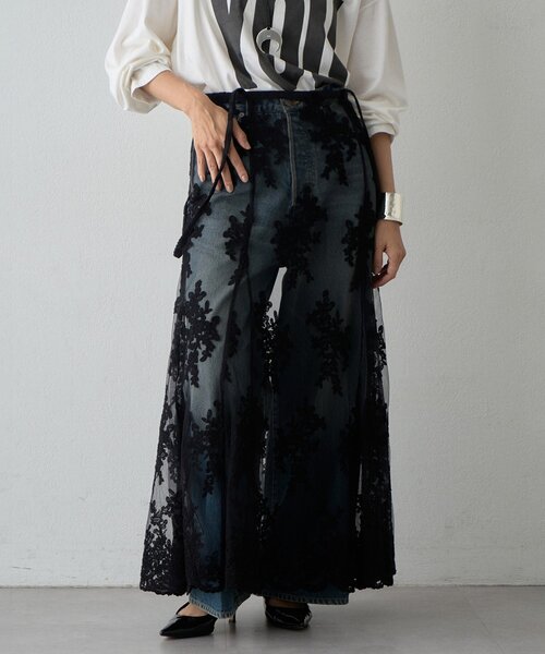 新品未使用 Whim Gazette ロングフレアスカート Whim Gazette（ウィム ガゼット） ロング スカート レーシーフレア