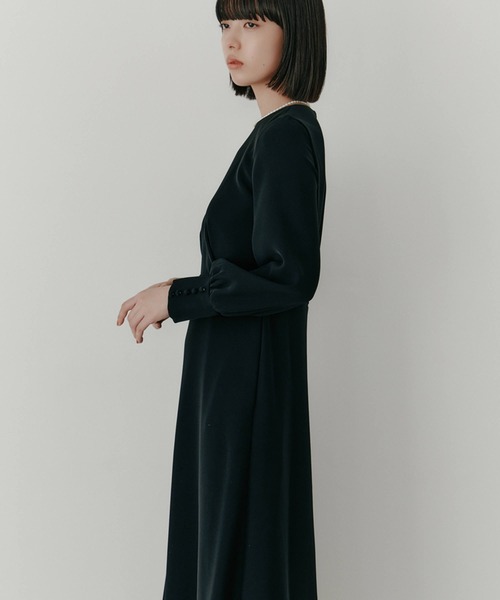 kaene（カエン） ドレス シンプルロングスリーブワンピース「ブラック