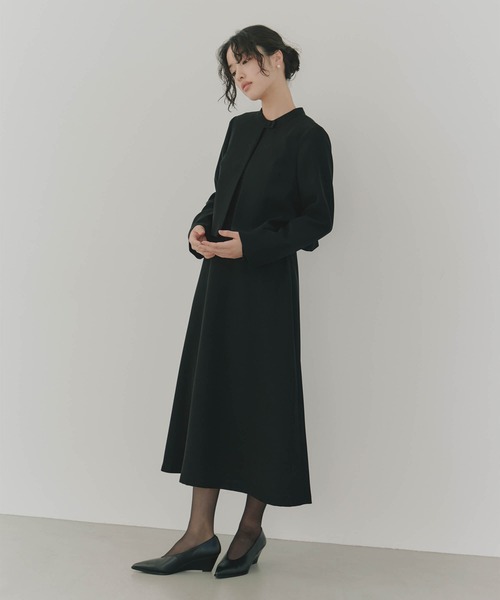 美品✨フロリア　ロングワンピース　セレモニー　ブラックフォーマル　冠婚葬祭 Flolia ワンピース 「喪服・礼服」ロングジレ ボウタイフレア