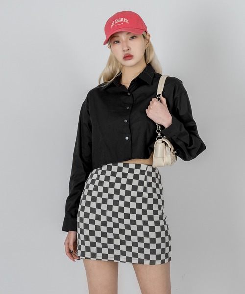 ブラウス シャツ シンプルカラークロップドシャツ レディース | FOLLOWIN | 14