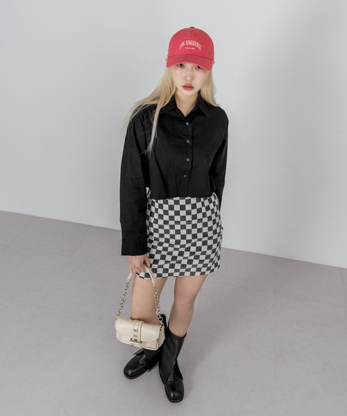 ブラウス シャツ シンプルカラークロップドシャツ レディース | FOLLOWIN | 19
