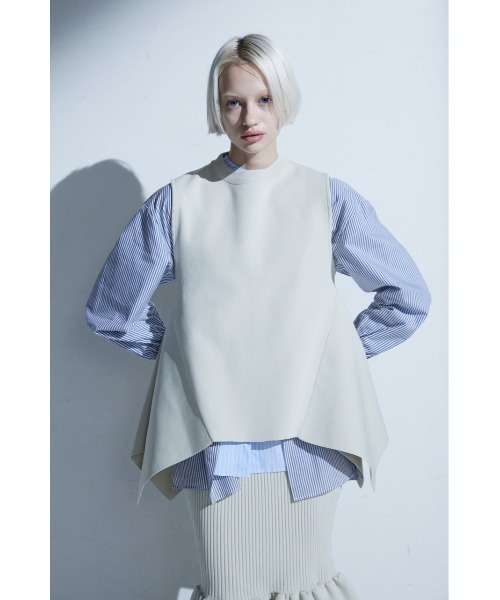 タンクトップ ノースリーブ 「PLUS」ASYMMETRY HEM RIB KNIT VEST/「PLUS」アシンメトリーヘムリブニットベスト レディ