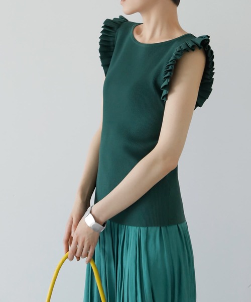 ニット セーター 「LUXE」プリーツノースリニットトップス レディース STYLE DELI ニット セーター 「LUXE」プリーツノースリニット