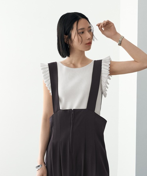 ニット セーター 「LUXE」プリーツノースリニットトップス レディース
