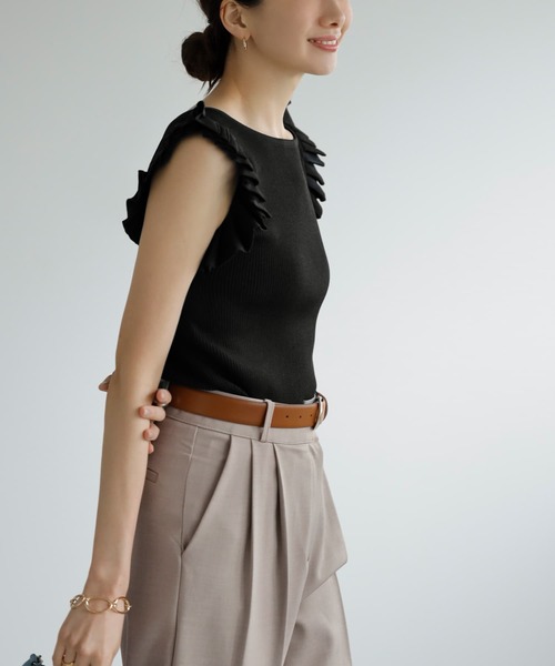 ニット セーター 「LUXE」プリーツノースリニットトップス レディース STYLE DELI ニット セーター 「LUXE」プリーツノースリニット