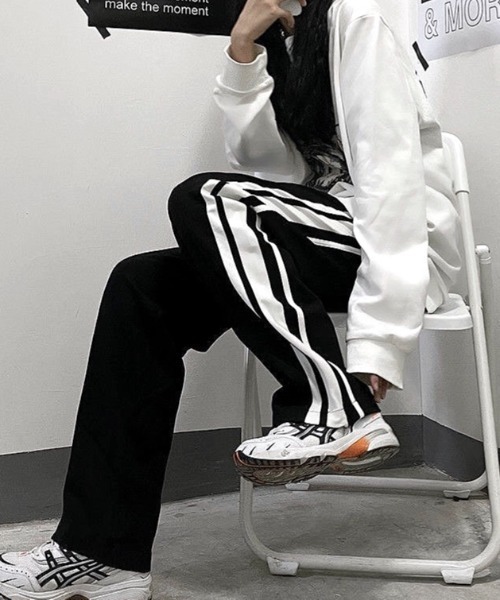 y2k NIKE ラインパンツ センタープレス ストレートパンツ SHEENA スウェットパンツ ジャージ サイドラインストレート