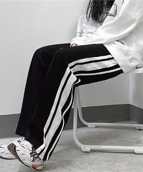 SHEENA スウェットパンツ ジャージ サイドラインストレート