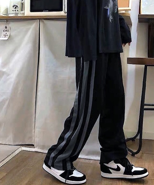 y2k NIKE ラインパンツ センタープレス ストレートパンツ SHEENA スウェットパンツ ジャージ サイドラインストレート