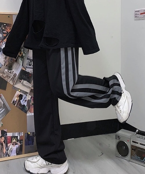 SHEENA スウェットパンツ ジャージ サイドラインストレート