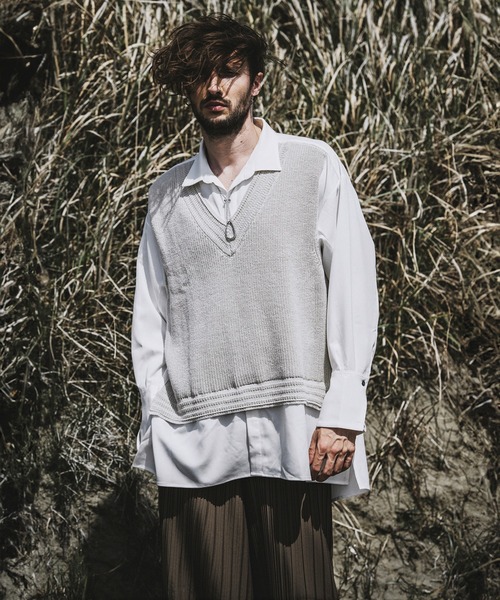 NO ID.（ノーアイディー） シャツ 「NO ID.」Docking Knit Shirt