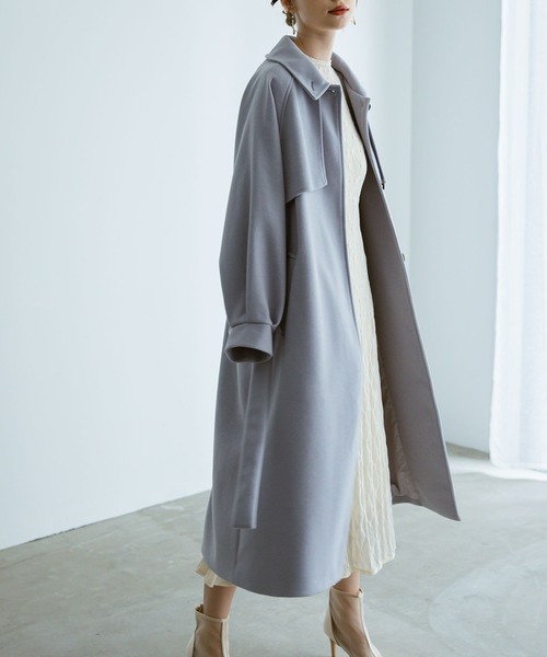 pasde calais✨️サニードライモッズコート 軽やか製品染め アイボリー Dorry Doll（ドリードール） ステンカラーコート コート 2WAYカラー
