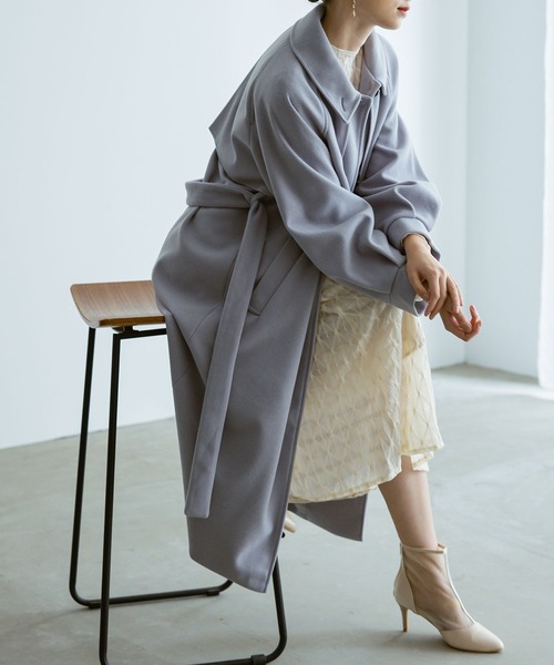 pasde calais✨️サニードライモッズコート 軽やか製品染め アイボリー Dorry Doll（ドリードール） ステンカラーコート コート 2WAYカラー