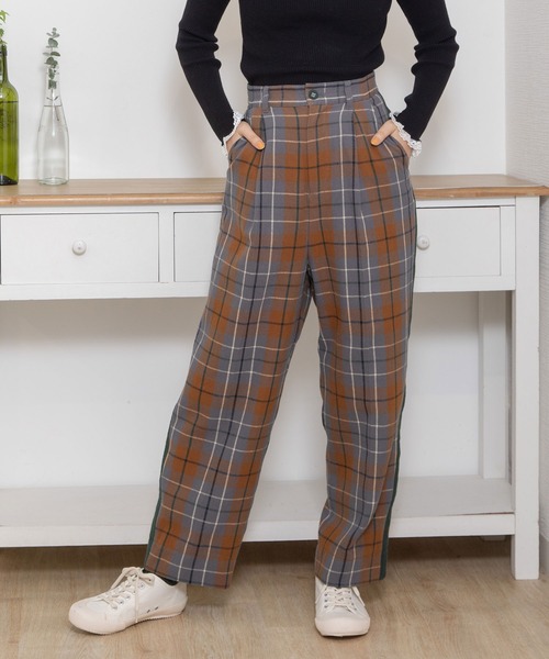 POU DOU DOU（プードゥドゥ） パンツ タータンチェックサイドライン