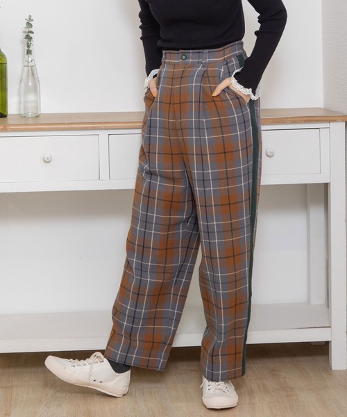 POU DOU DOU（プードゥドゥ） パンツ タータンチェックサイドライン