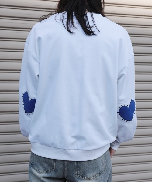 トレーナー スウェット HOOK -original- ハート肘パッチ刺繍スウェット