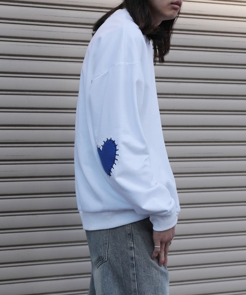 トレーナー スウェット HOOK -original- ハート肘パッチ刺繍スウェット