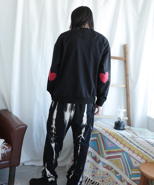 トレーナー スウェット HOOK -original- ハート肘パッチ刺繍スウェット