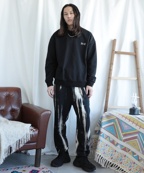 トレーナー スウェット HOOK -original- ハート肘パッチ刺繍スウェット