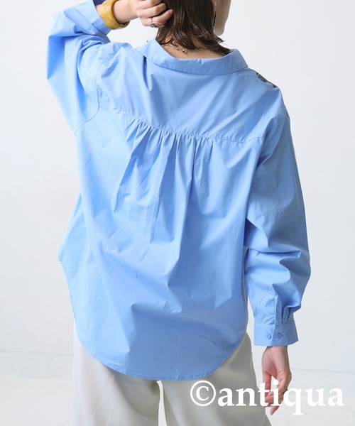 ブラウス シャツ B2919 ヴィンテージペイズリーシャツ レディース antiqua ブラウス シャツ ペイズリー柄刺繍シャツ レディース
