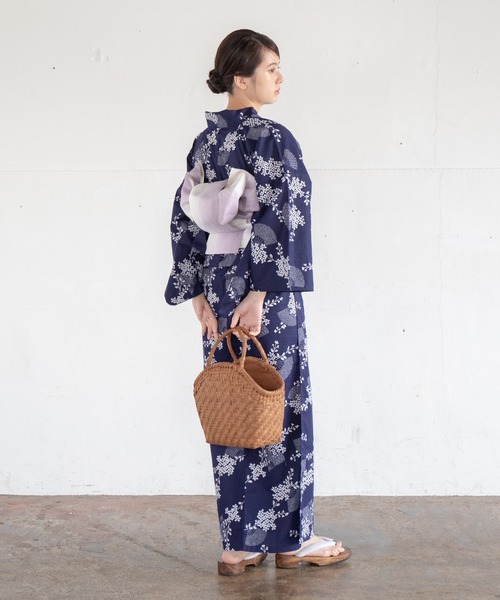 美品【二橋染工場】捺染こだわり浴衣2点セット 浴衣 「二橋染工場」捺染こだわり浴衣2点セット レディース