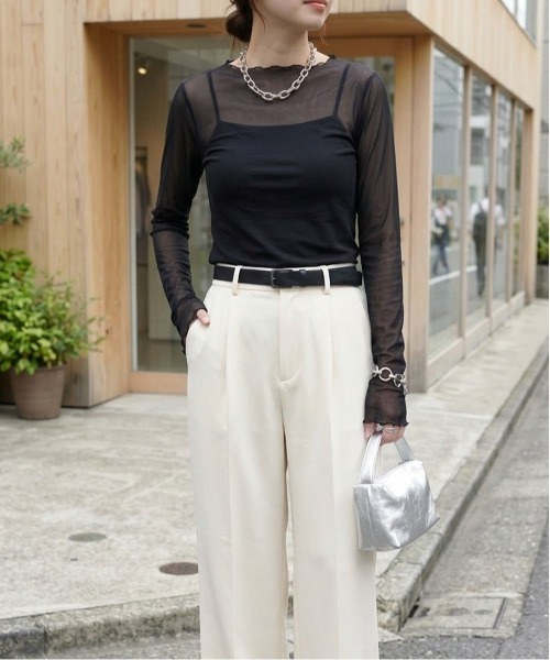 アイレネ　irene チュール　シアー　トップス アイレネ - IRENE | Nylon Sheer Cut and sewn-Black-36の通販