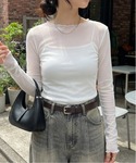 tシャツ 長袖チュールシアートップス レディースの詳細画像1