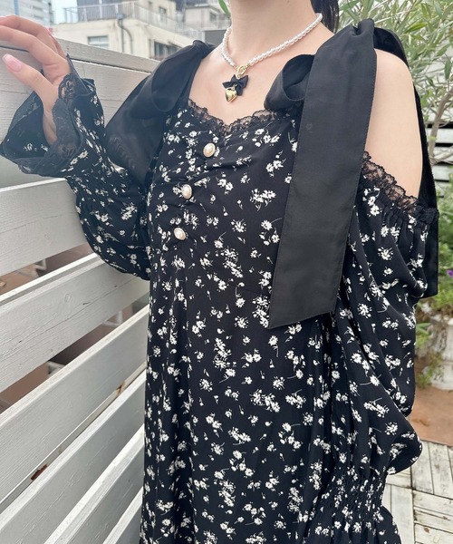 ROJITA（ロジータ） ワンピース 肩リボン花柄ロングワンピース