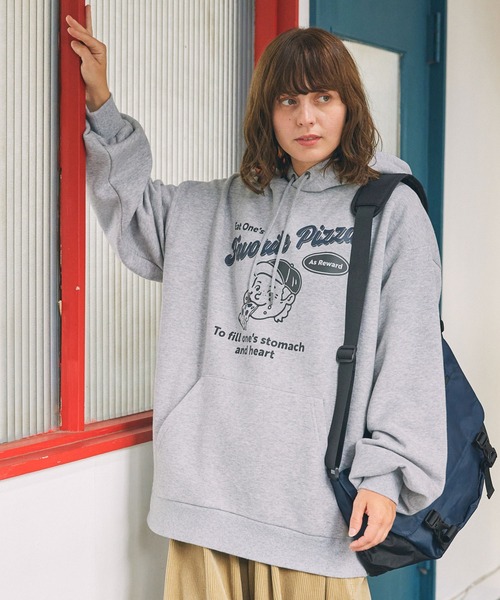 パーカー レトロキッズ グラフィック オーバーサイズ フード