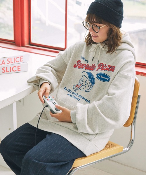 パーカー レトロキッズ グラフィック オーバーサイズ フード