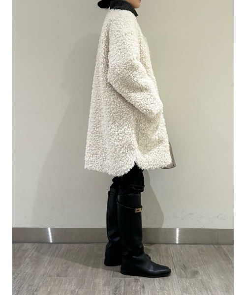 Mila Owen アウター ノーカラーシャツカーブボアコート レディース 