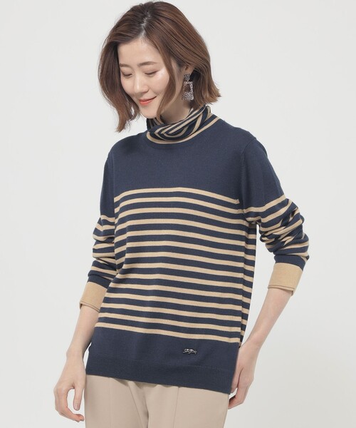 23AW＊Wings掲載＊【L】【ウォッシャブル】ダブルタートルニット