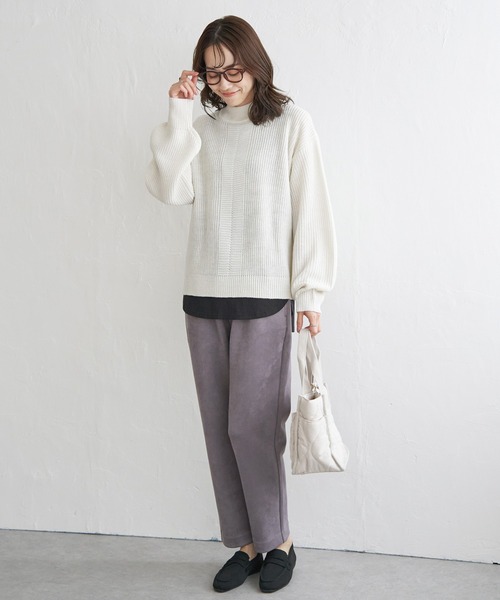 ikka（イッカ） ニット セーター ラメ畦ハイネックニットプルオーバー