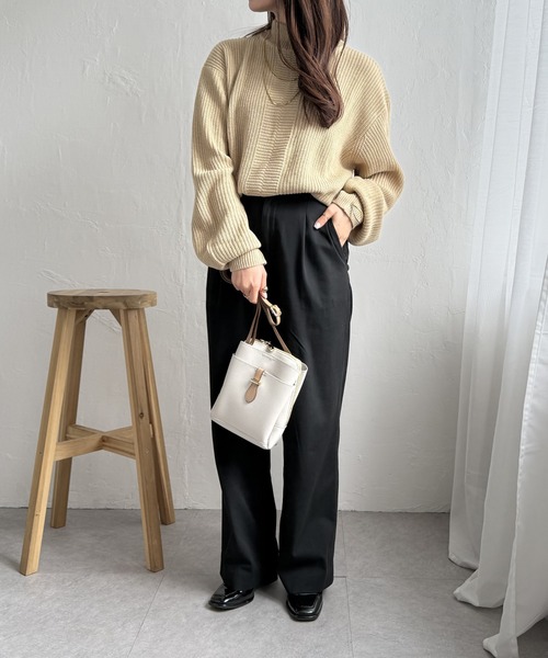 ikka（イッカ） ニット セーター ラメ畦ハイネックニットプルオーバー