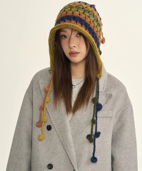 帽子 ハット 「M2SUQARED/エムツースクエア」かぎ針編みカラフルニット
