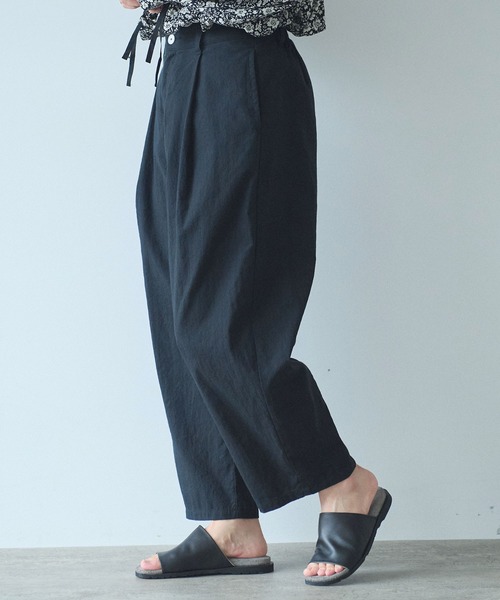yuni パンツ 高密度コットンリネン バックゴムパンツ レディース
