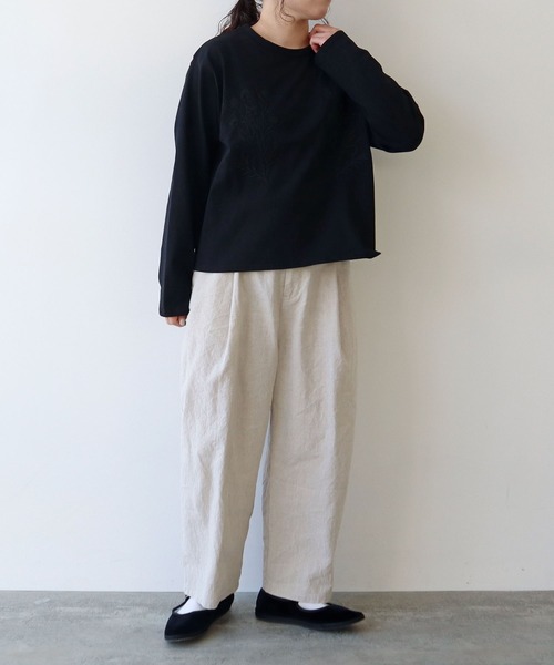yuni パンツ 高密度コットンリネン バックゴムパンツ レディース