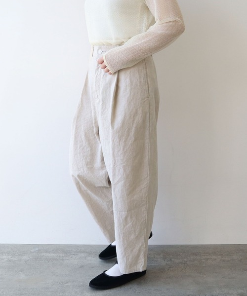yuni パンツ 高密度コットンリネン バックゴムパンツ レディース
