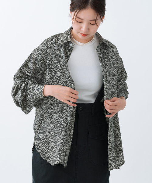 ブラウス シャツ BLACK フラワーシャツ レディース
