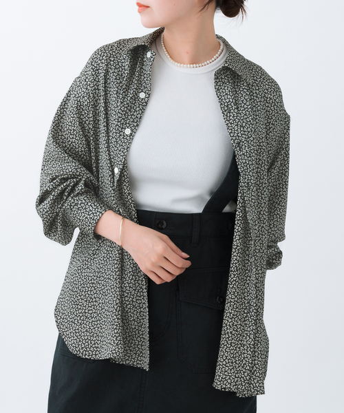 美品【IENA イエナ】BLACK フラワーシャツ レディース長袖ブラウス IENA ブラウス シャツ BLACK フラワーシャツ レディース