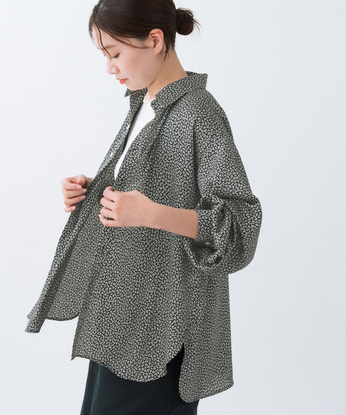 美品【IENA イエナ】BLACK フラワーシャツ レディース長袖ブラウス IENA ブラウス シャツ BLACK フラワーシャツ レディース
