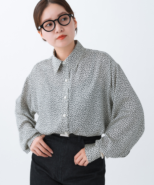 IENA ブラウス シャツ BLACK フラワーシャツ レディース