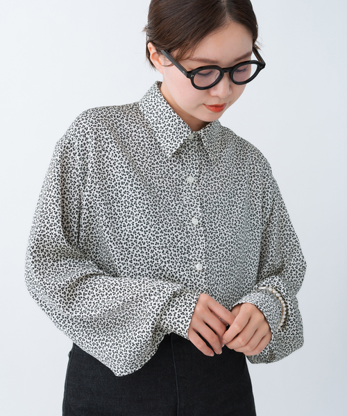 IENA ブラウス シャツ BLACK フラワーシャツ レディース