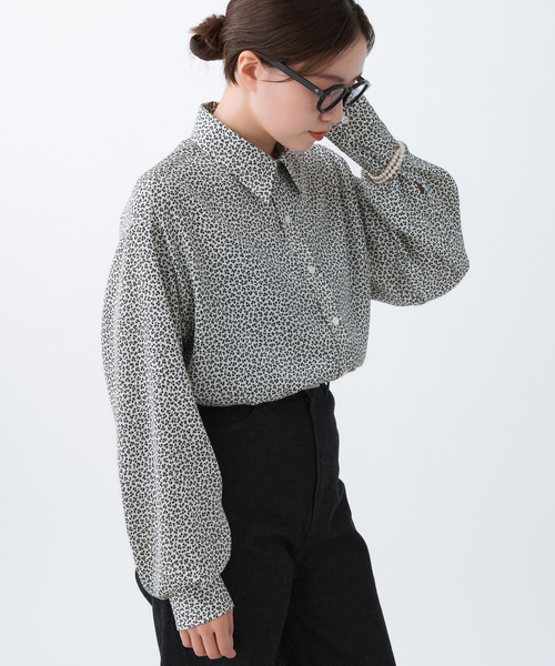 IENA ブラウス シャツ BLACK フラワーシャツ レディース