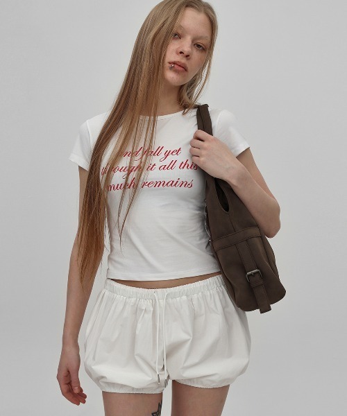 tシャツ 「MADE」 ラボンレタリングキャップスリーブ半袖Tシャツ レディース