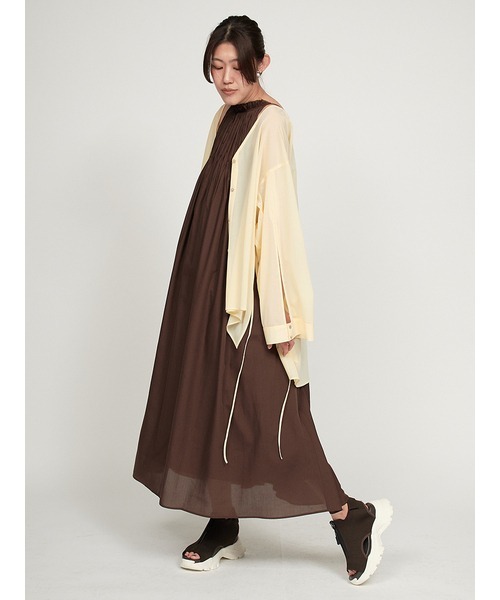 emmi ワッシャーワンピース emmi ワンピース ワッシャーフレアーワンピース : ZOZOTOWN
