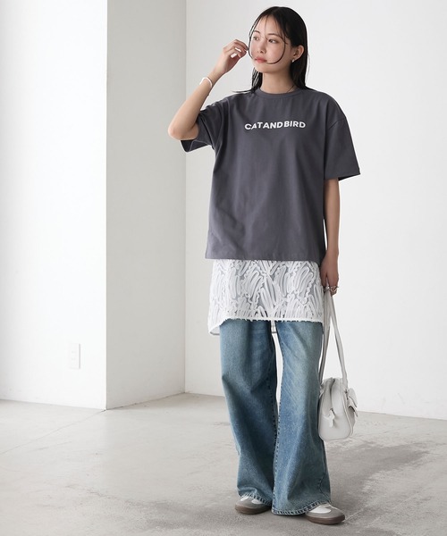 forksy. tシャツ 「forksy.」フロッキーロゴプリントTシャツ