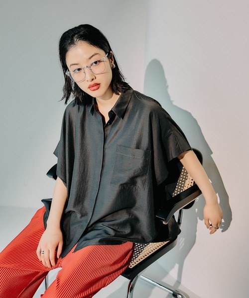 LEPSIM（レプシィム） ブラウス シャツ サラキレ5分袖ポンチョ 242899